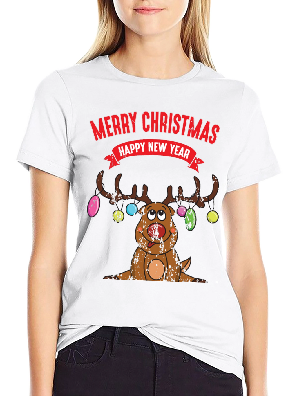 Funny Christmas Reindeer Graphic T-Shirt