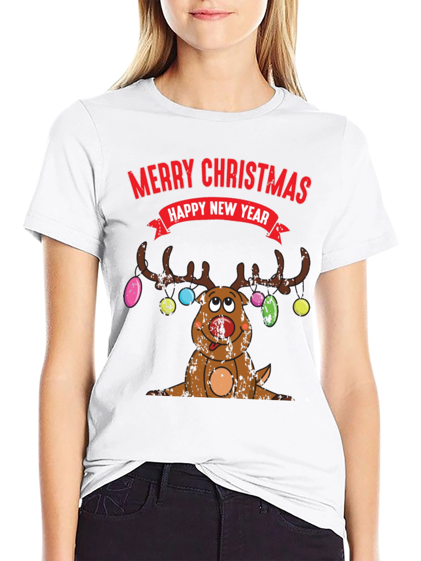 Funny Christmas Reindeer Graphic T-Shirt