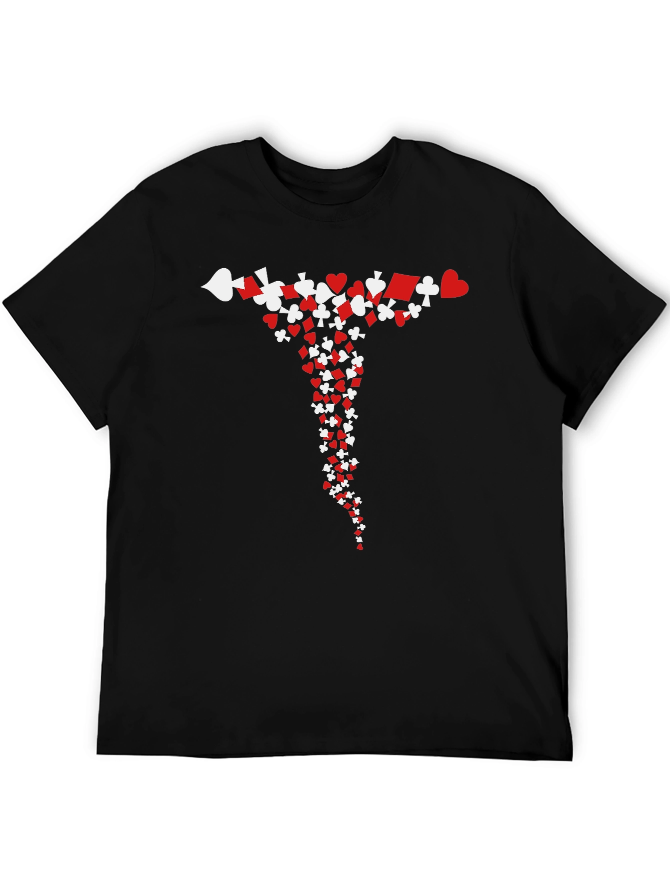 Card Suit Cascade T-Shirt - Black Cotton Tee