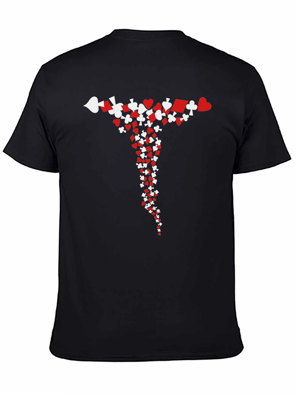 Card Suit Cascade T-Shirt - Black Cotton Tee