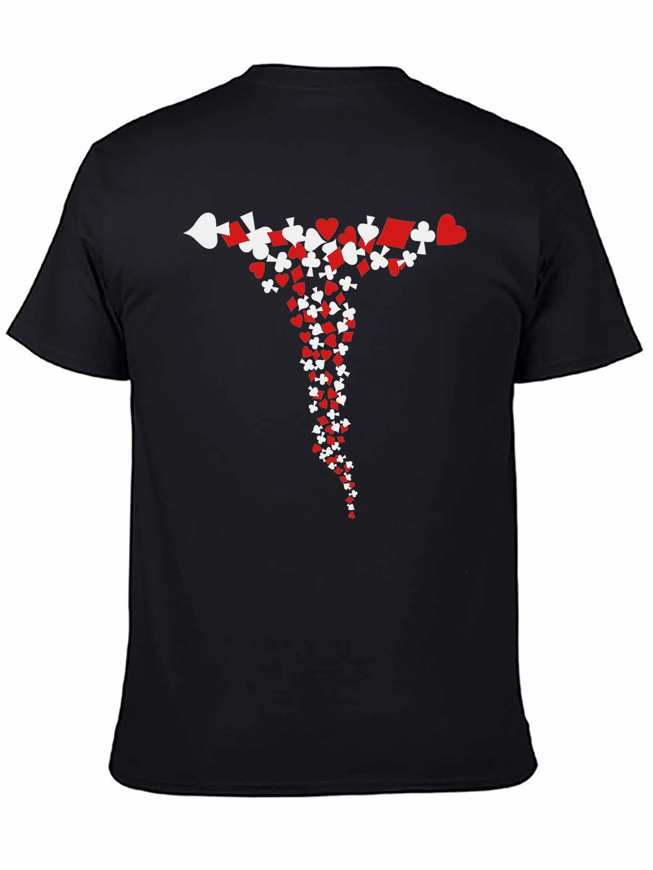 Card Suit Cascade T-Shirt - Black Cotton Tee