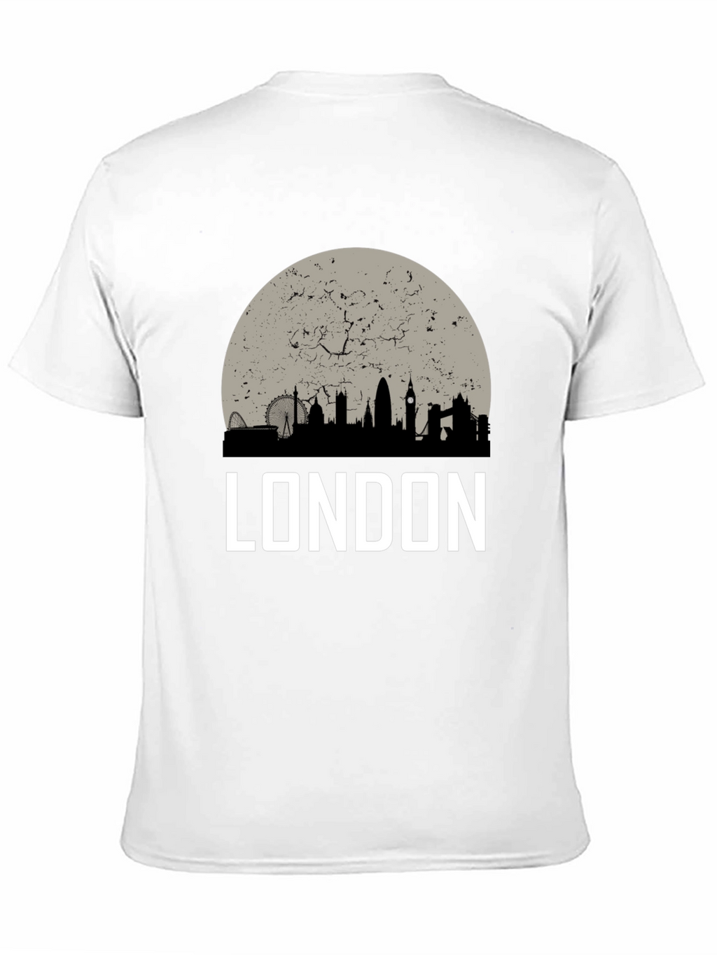 London Skyline Graphic Tee - Black Cotton T-Shirt