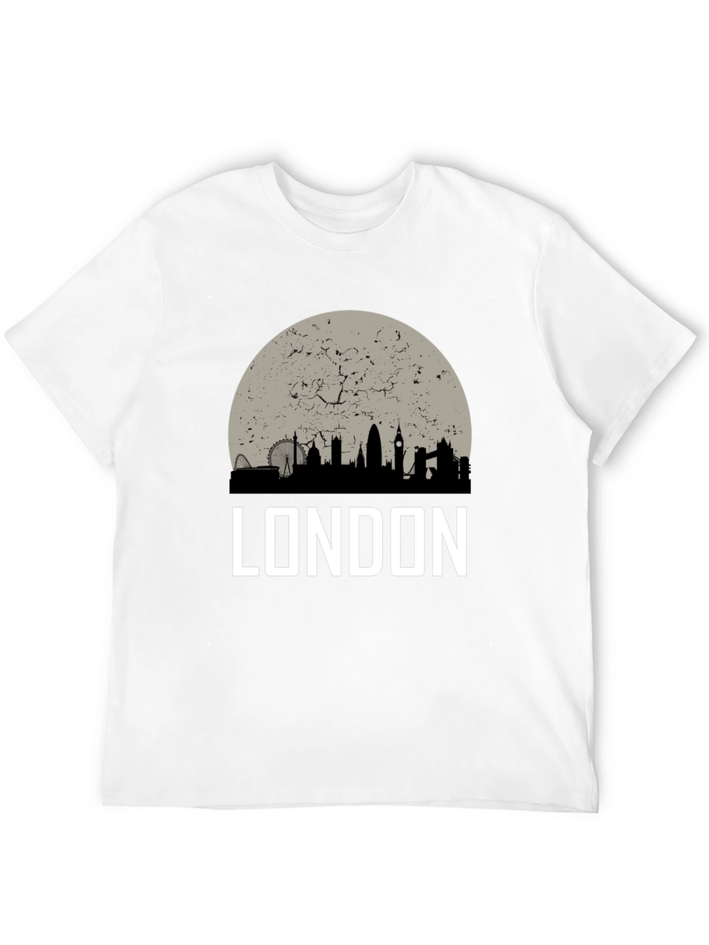 London Skyline Graphic Tee - Black Cotton T-Shirt