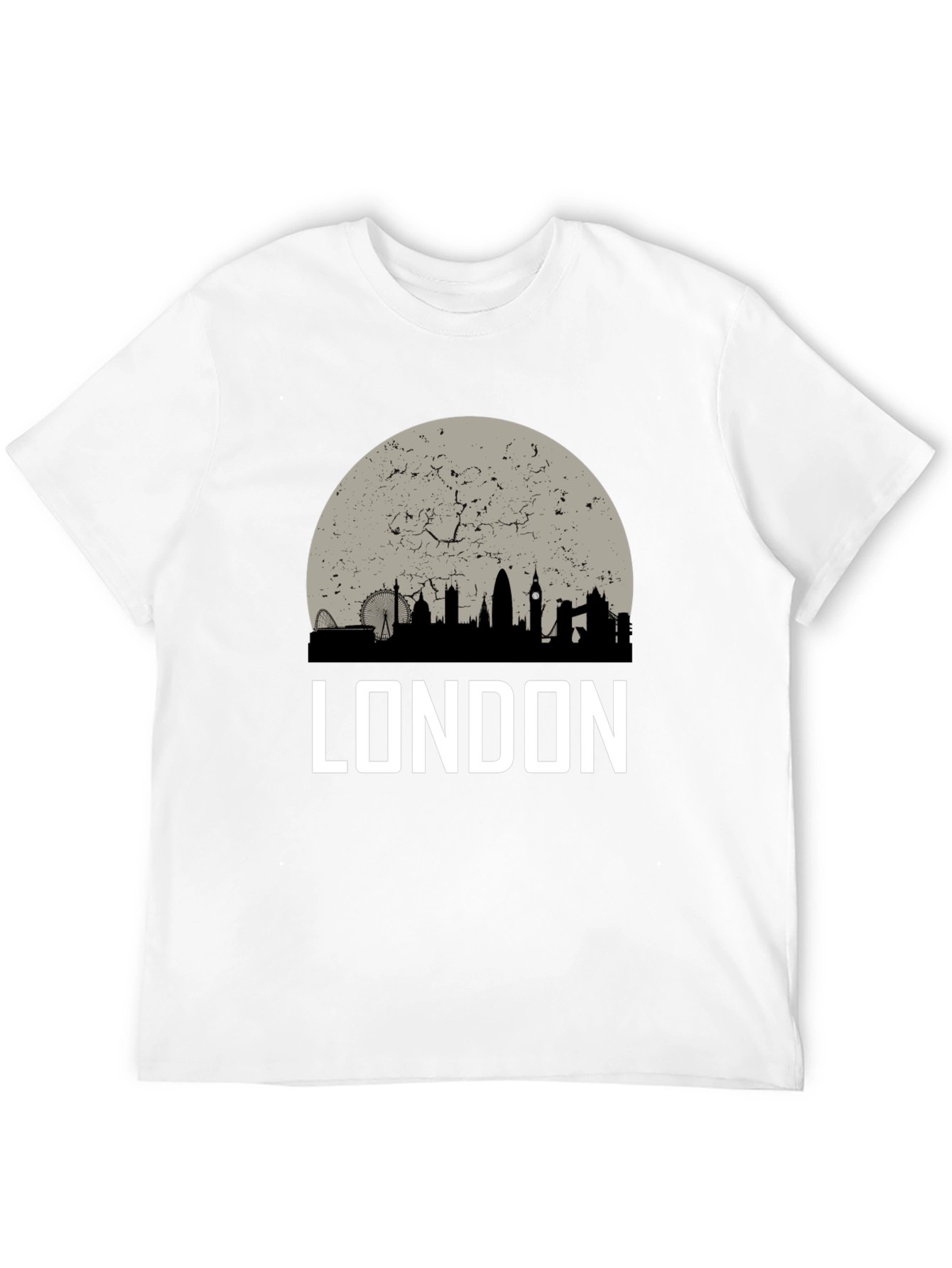 London Skyline Graphic Tee - Black Cotton T-Shirt