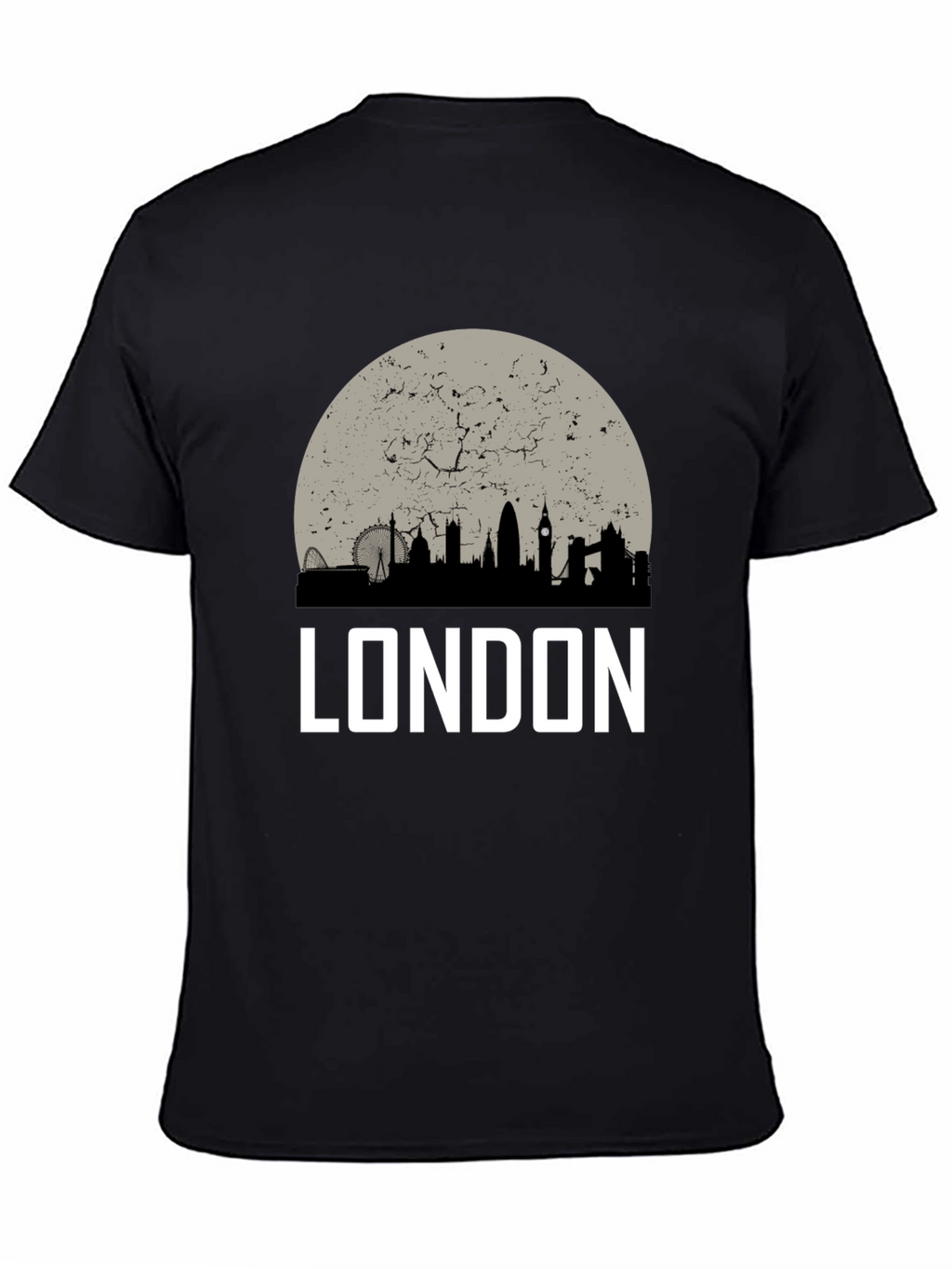 London Skyline Graphic Tee - Black Cotton T-Shirt