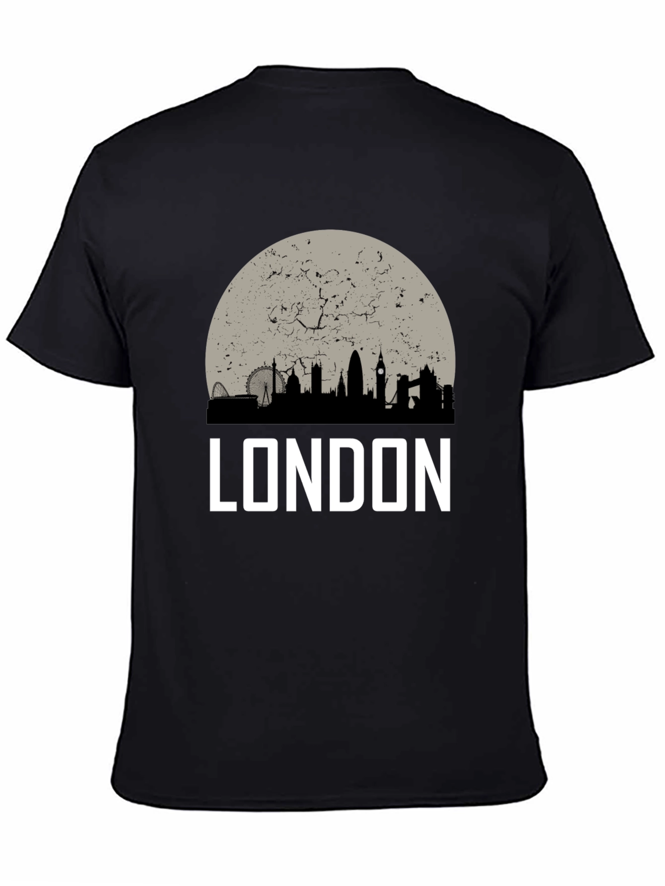 London Skyline Graphic Tee - Black Cotton T-Shirt