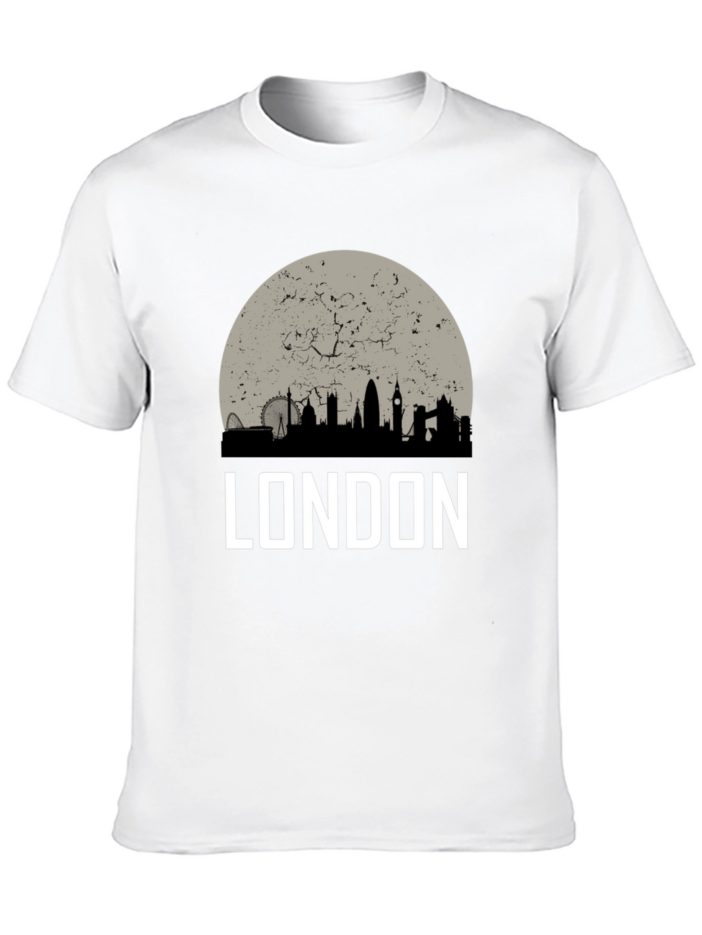 London Skyline Graphic Tee - Black Cotton T-Shirt