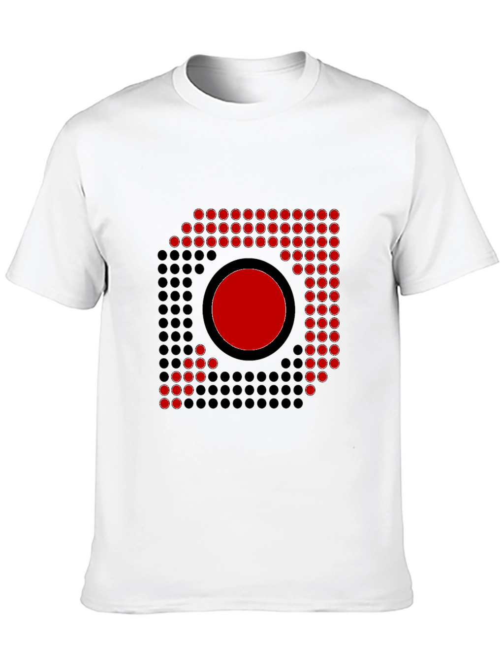 Abstract Graphic Tee - Red Circle Dot Design