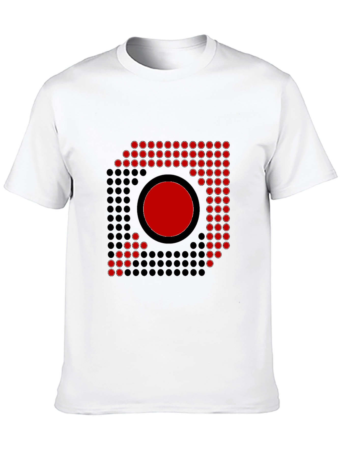 Abstract Graphic Tee - Red Circle Dot Design