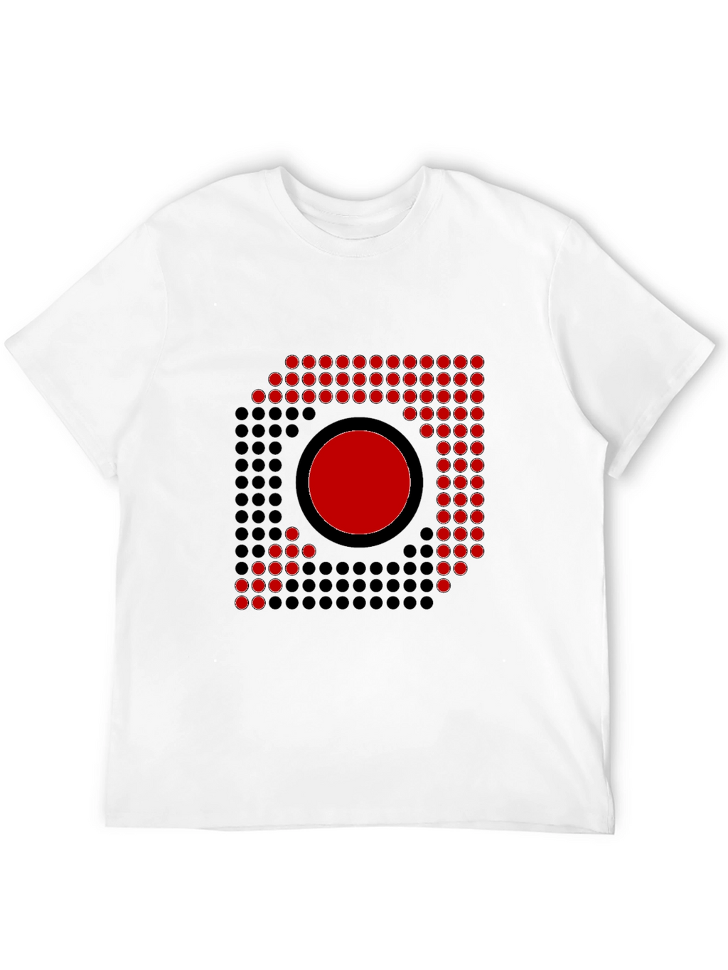Abstract Graphic Tee - Red Circle Dot Design
