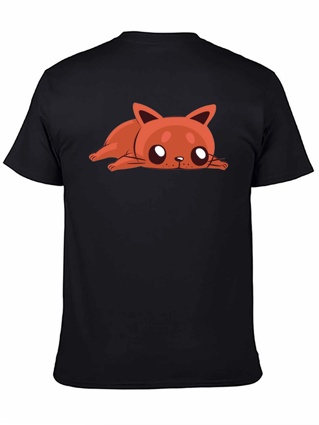 Cartoon Cat Graphic Tee - Relaxed Fit Black T-Shirt