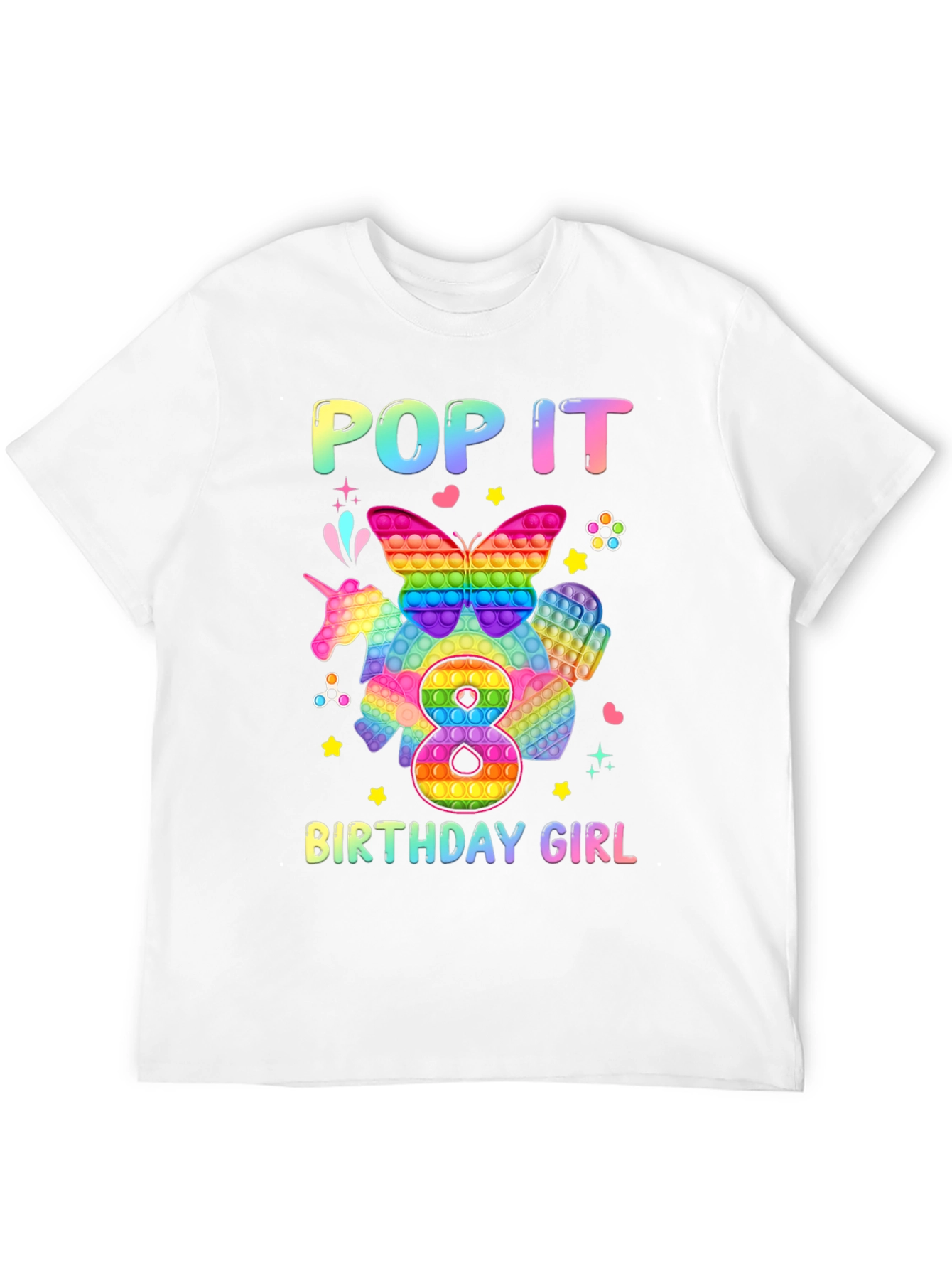 Pop It Birthday Girl T-Shirt - 8th Birthday Gift