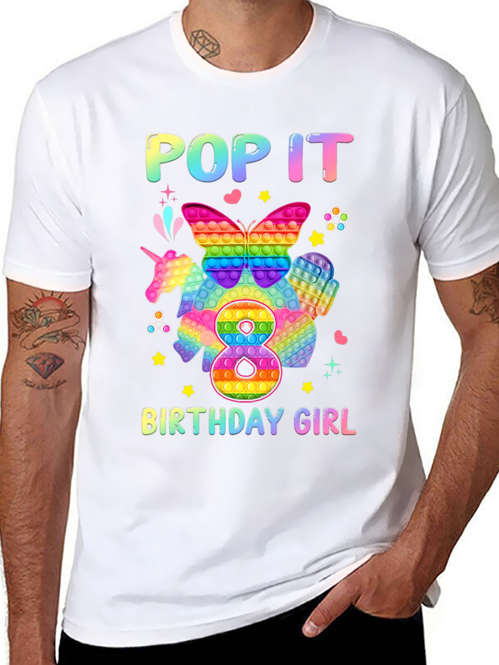 Pop It Birthday Girl T-Shirt - 8th Birthday Gift