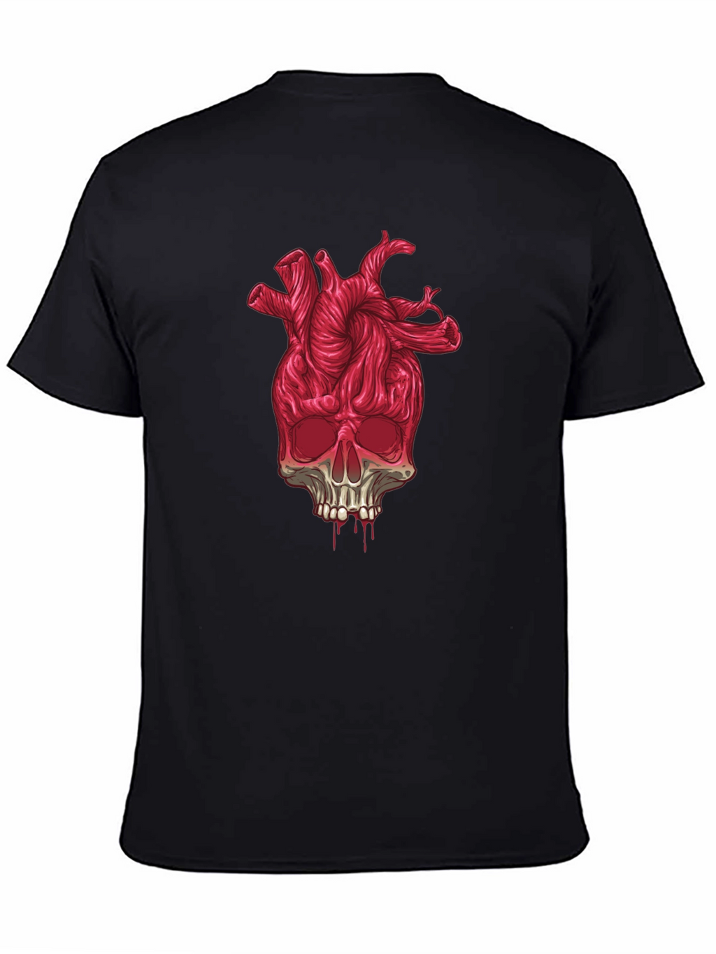 Heart Skull Graphic Tee - Black