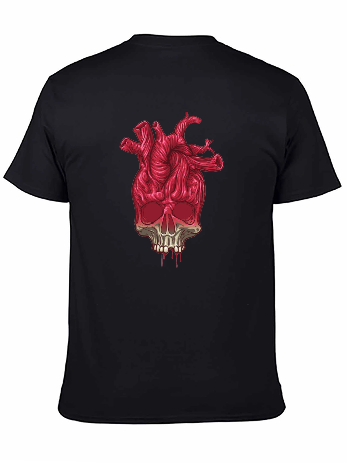 Heart Skull Graphic Tee - Black