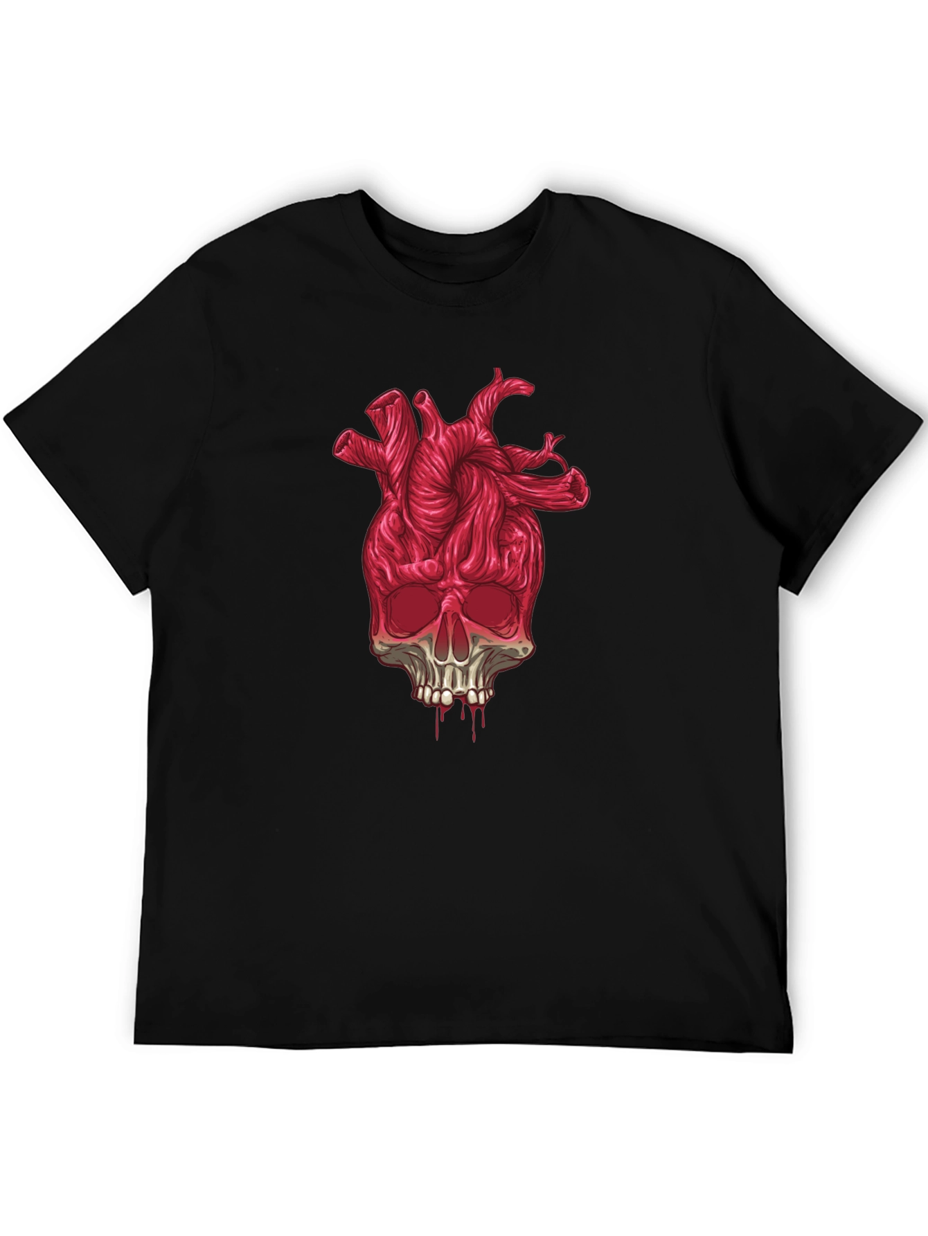 Heart Skull Graphic Tee - Black