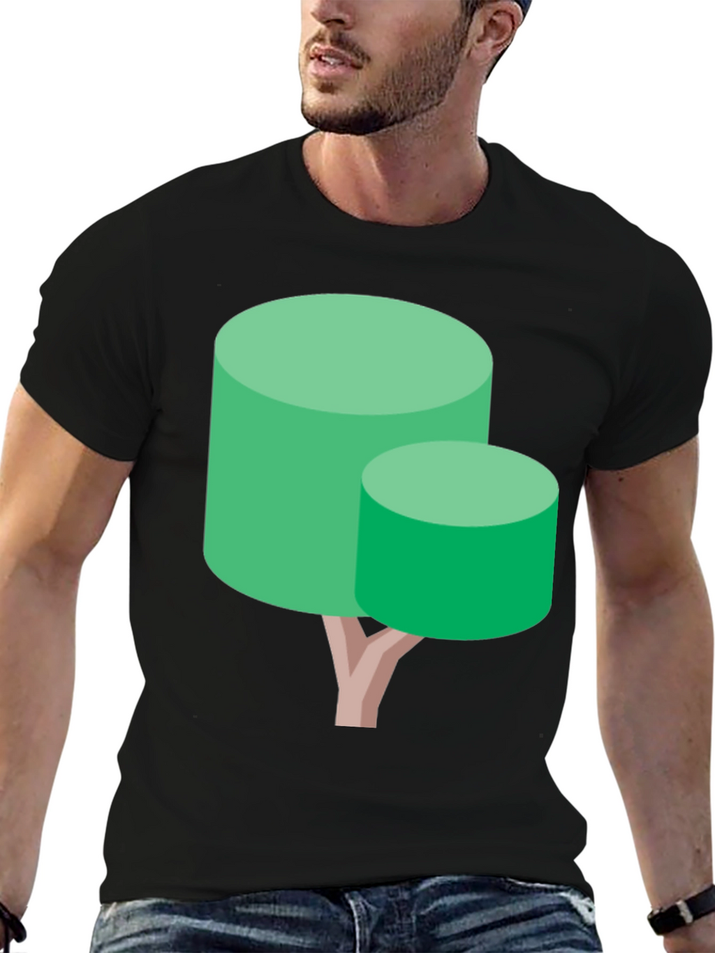 Abstract Tree Graphic Tee - Black Cotton Blend