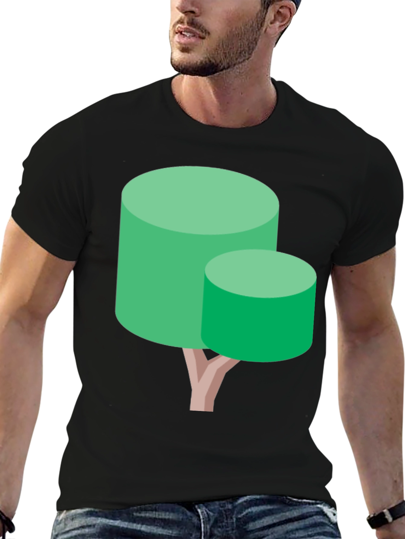 Abstract Tree Graphic Tee - Black Cotton Blend
