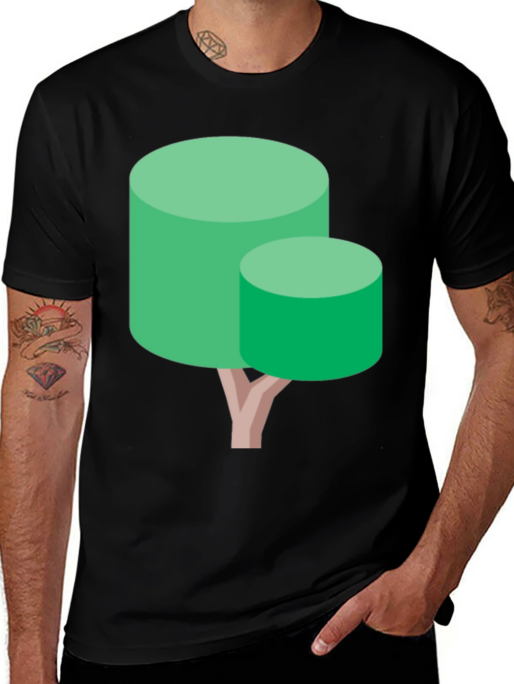 Abstract Tree Graphic Tee - Black Cotton Blend