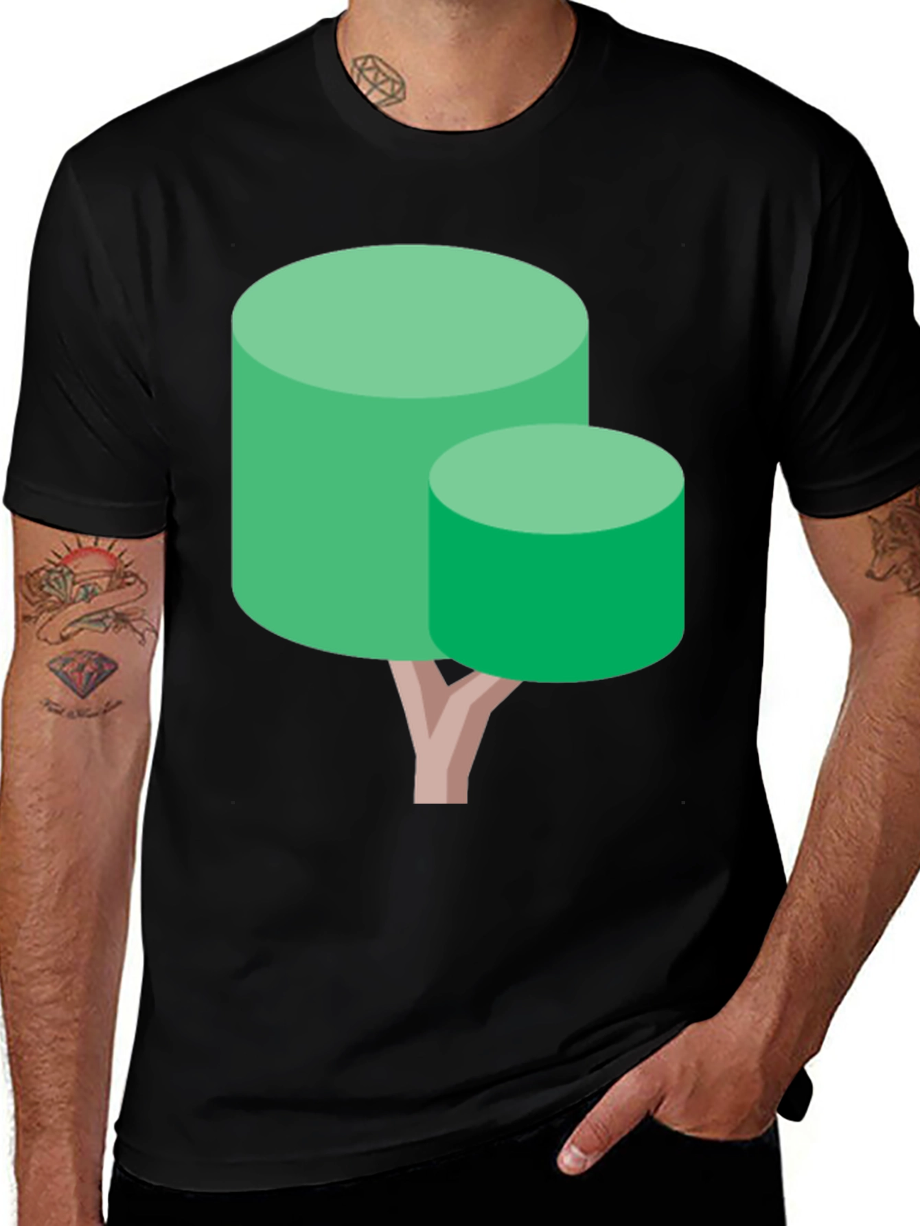 Abstract Tree Graphic Tee - Black Cotton Blend