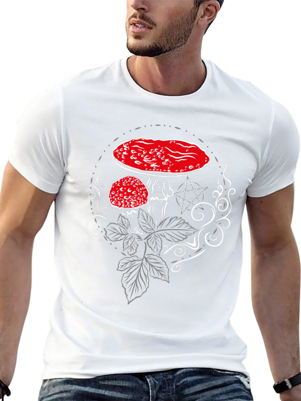 Amanita Mushroom Graphic Tee - Black Cotton Blend