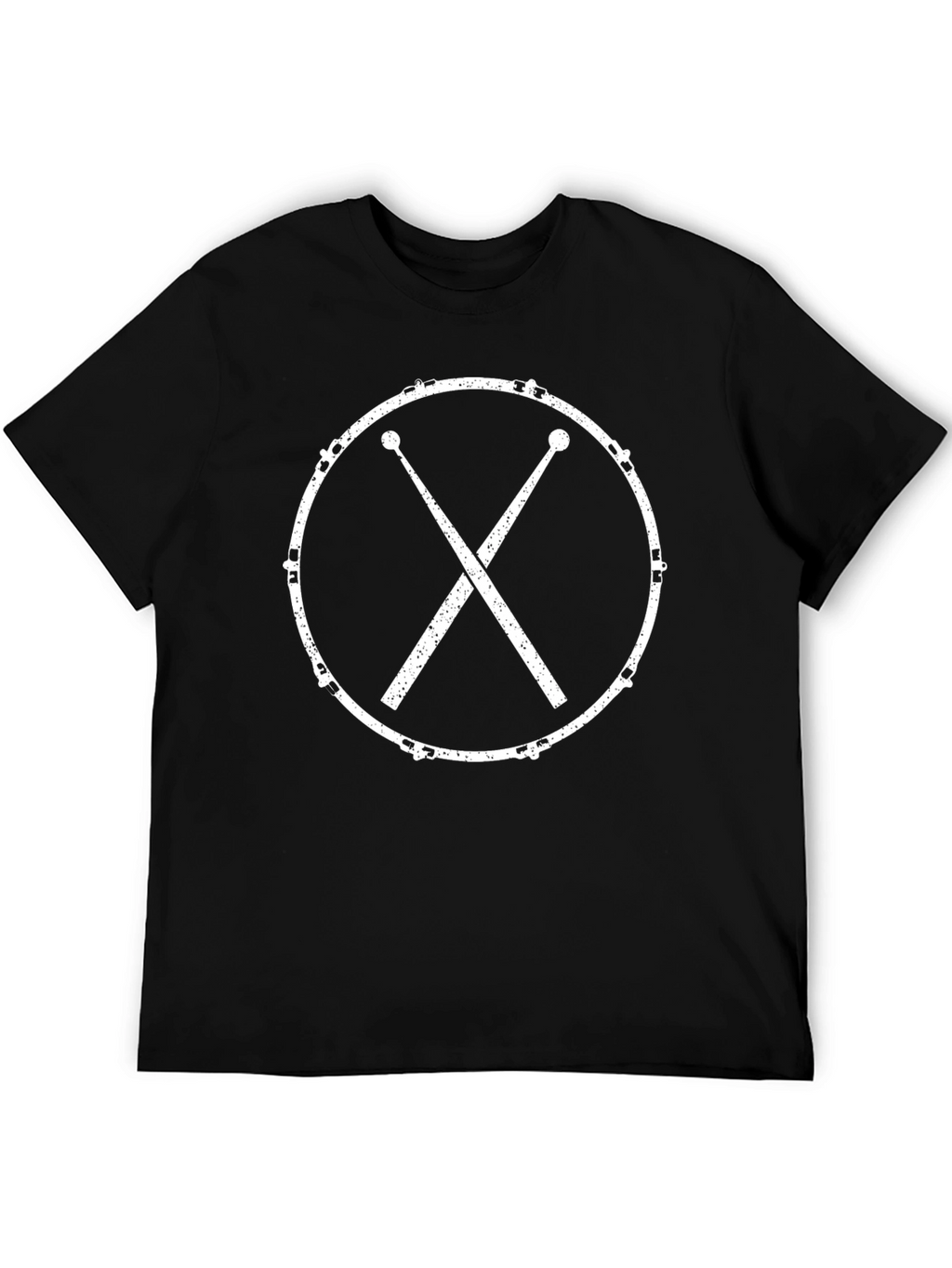 Drum Kit Graphic Tee - Black Crew Neck T-Shirt