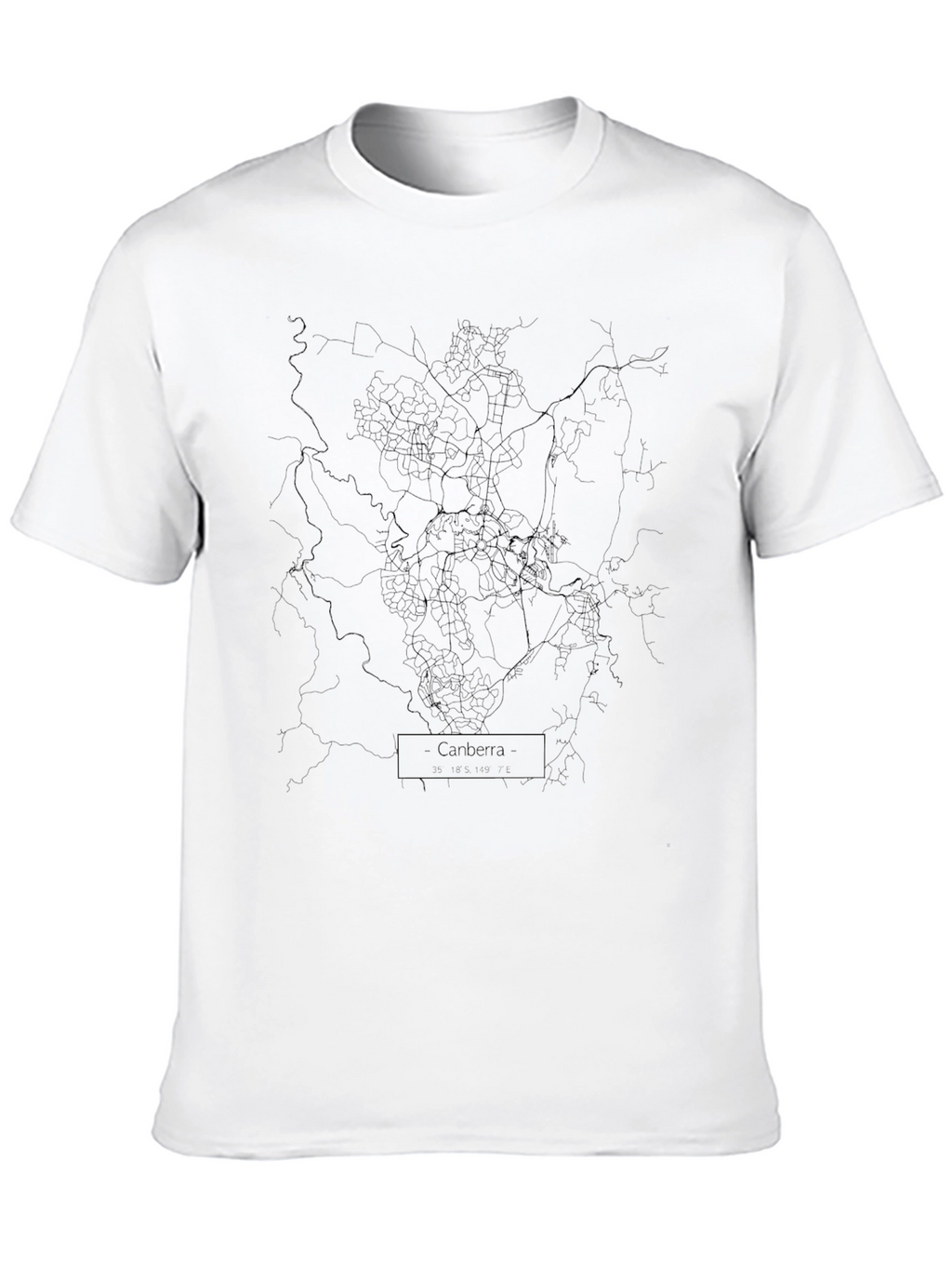 Canberra Map Black T-Shirt
