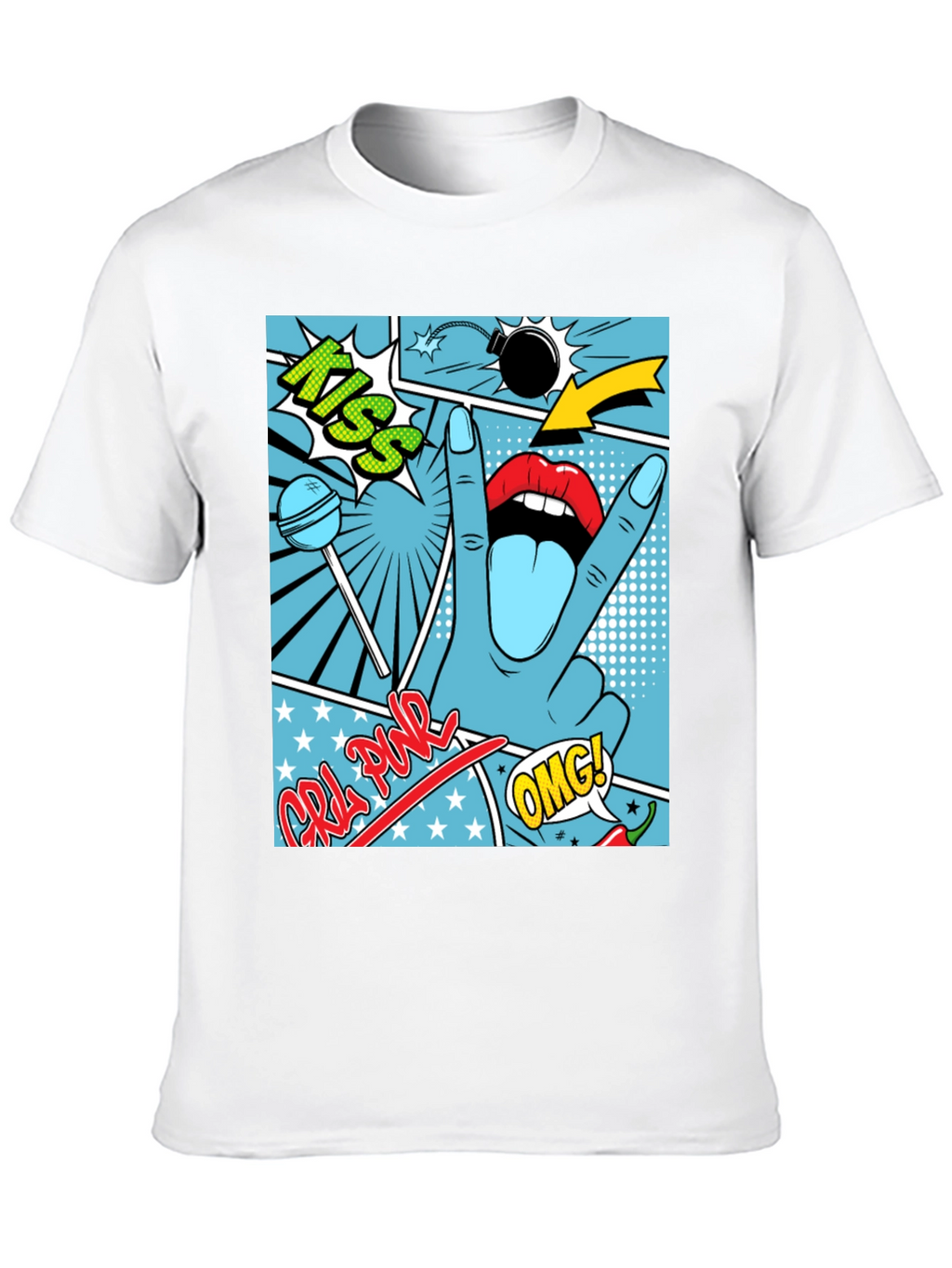 Pop Art Graphic Print Mens Black T-Shirt