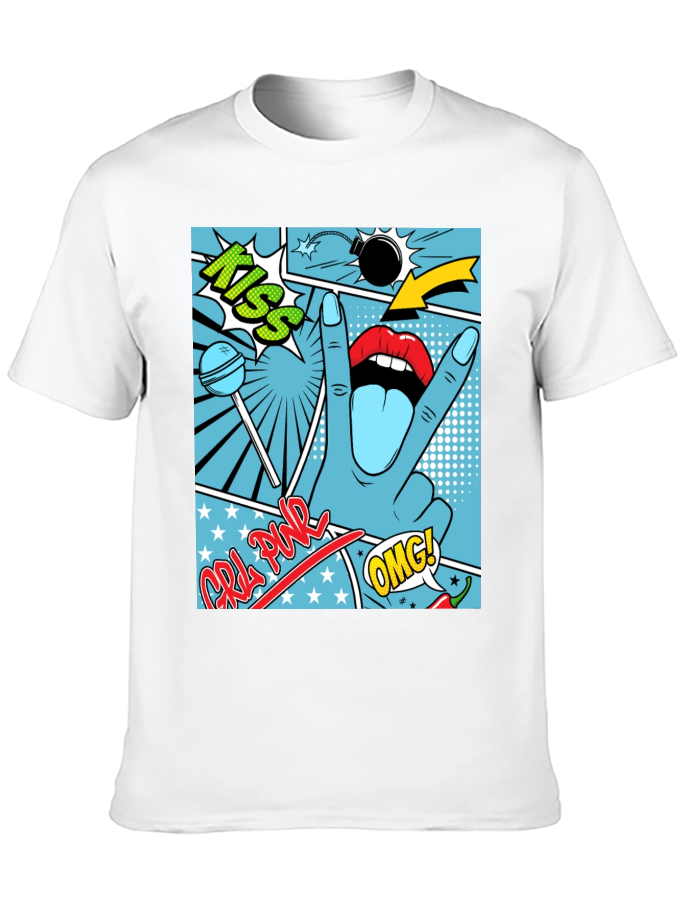 Pop Art Graphic Print Mens Black T-Shirt