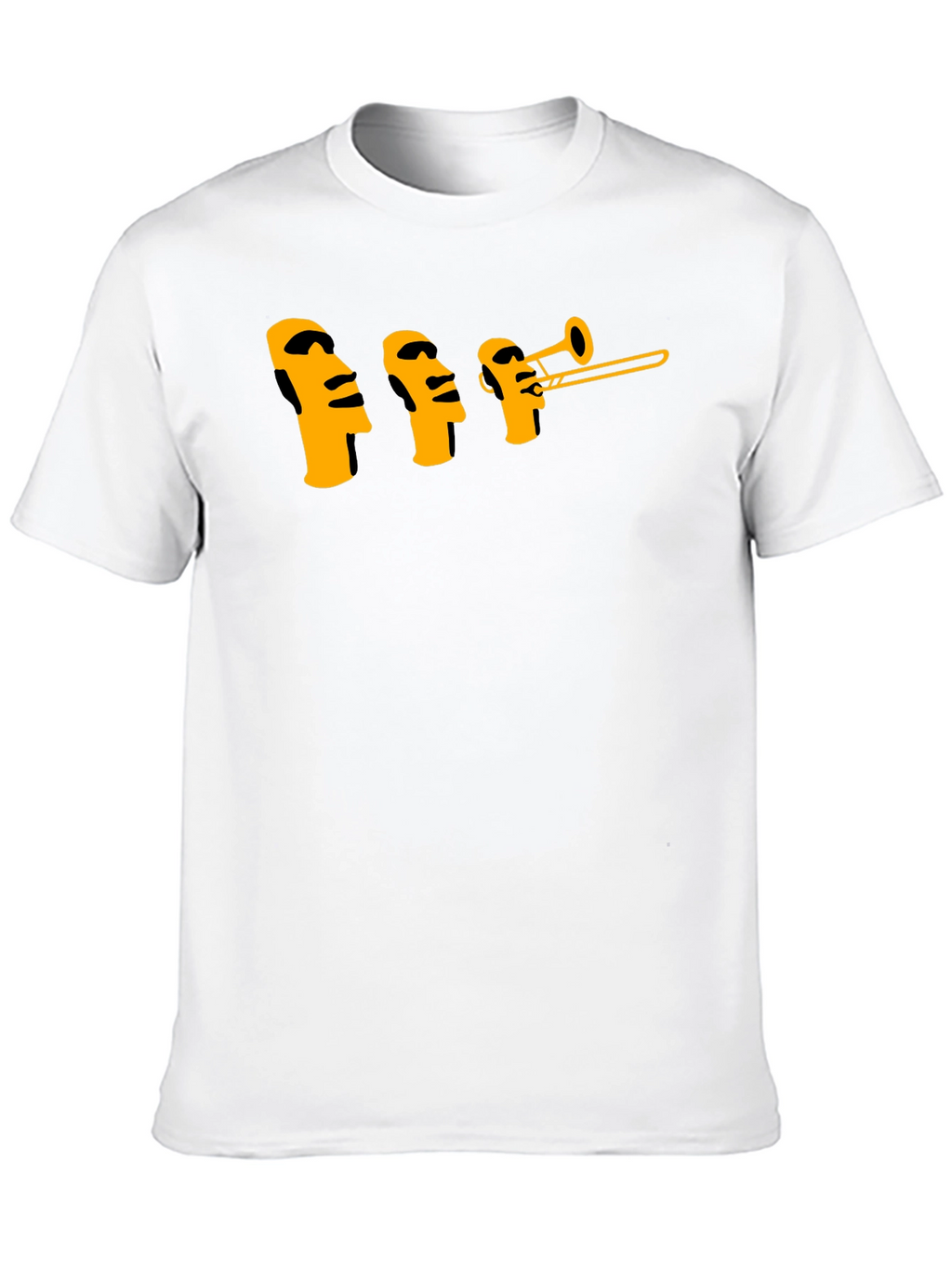 Moai Trombone Mens Black Graphic T-Shirt