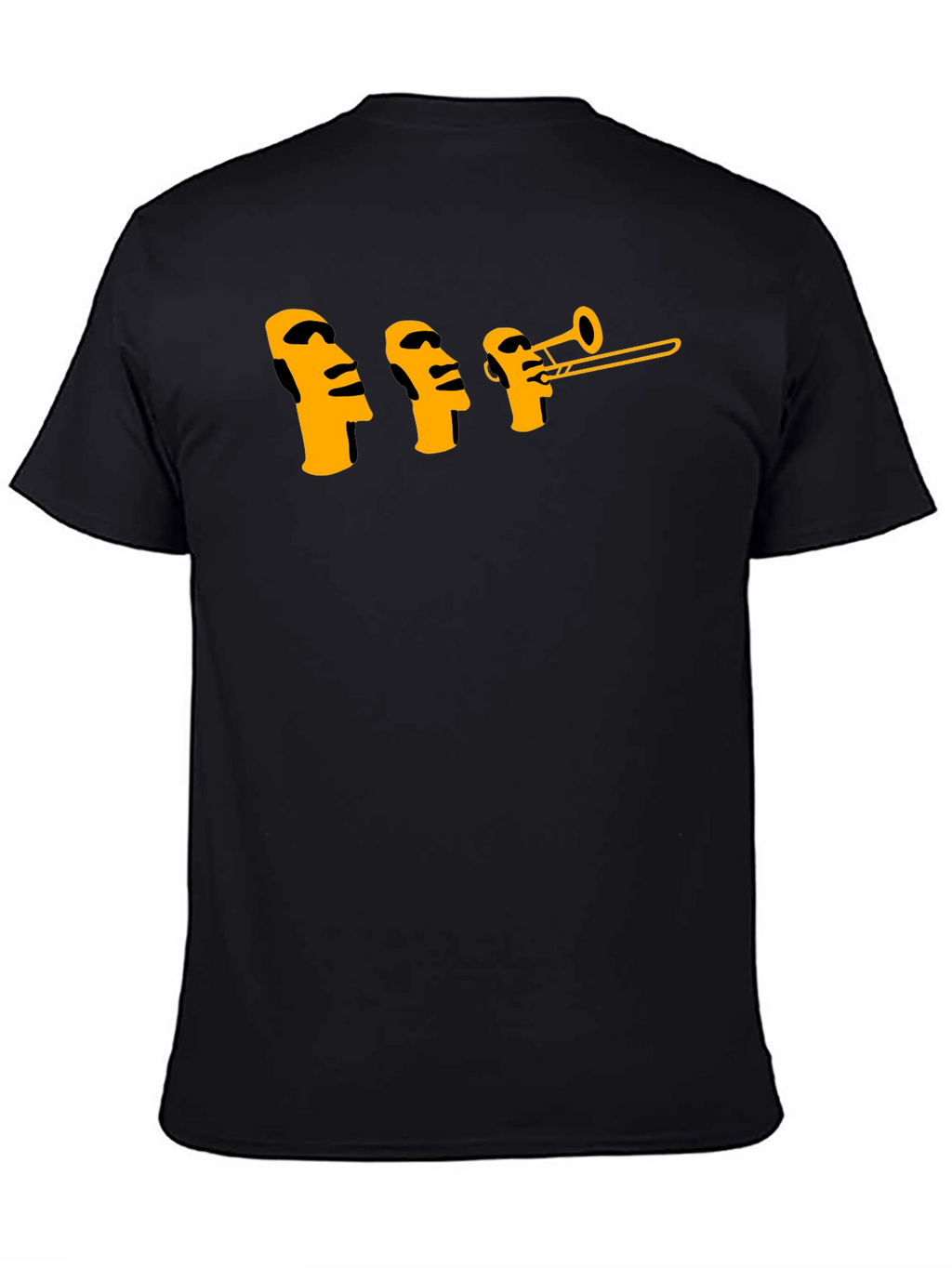 Moai Trombone Mens Black Graphic T-Shirt