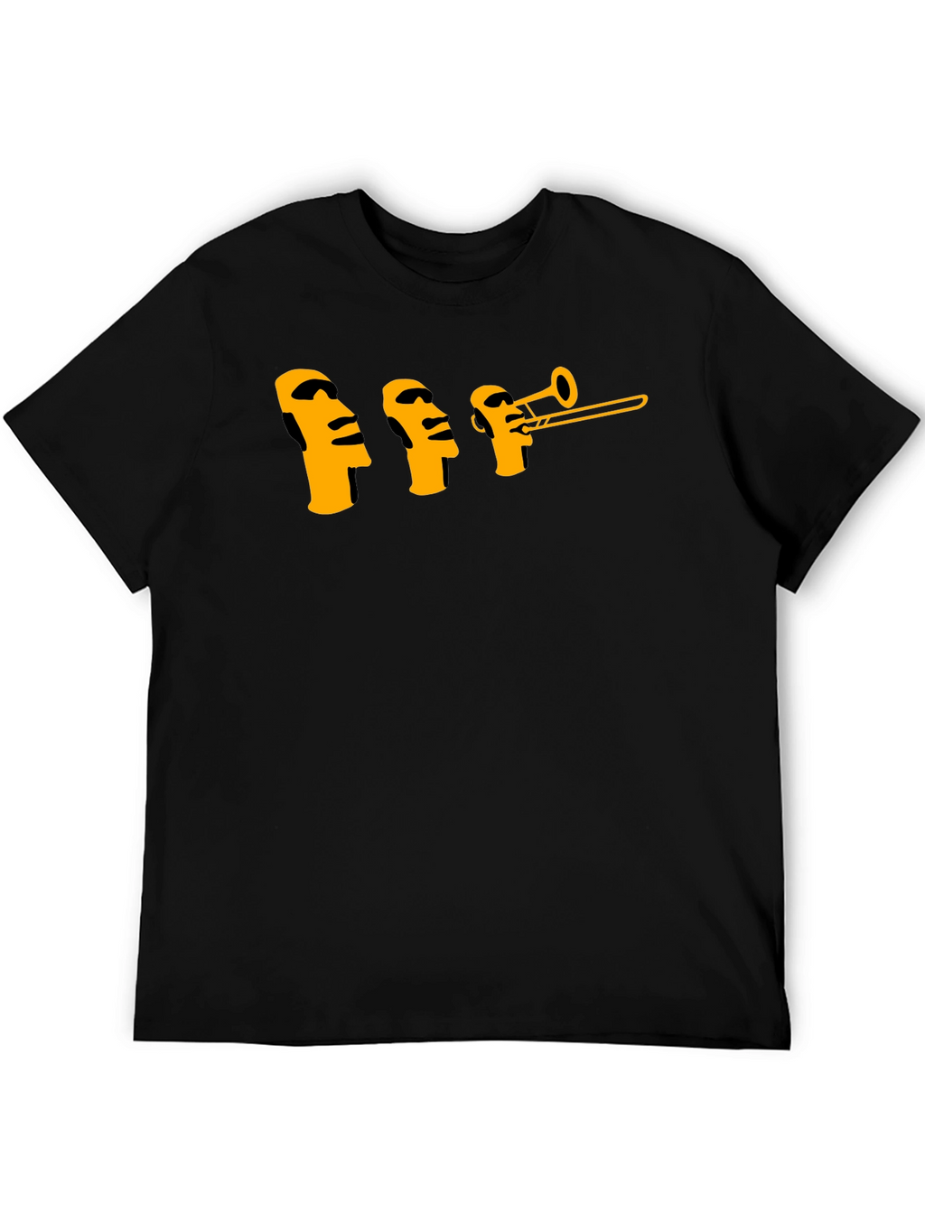 Moai Trombone Mens Black Graphic T-Shirt