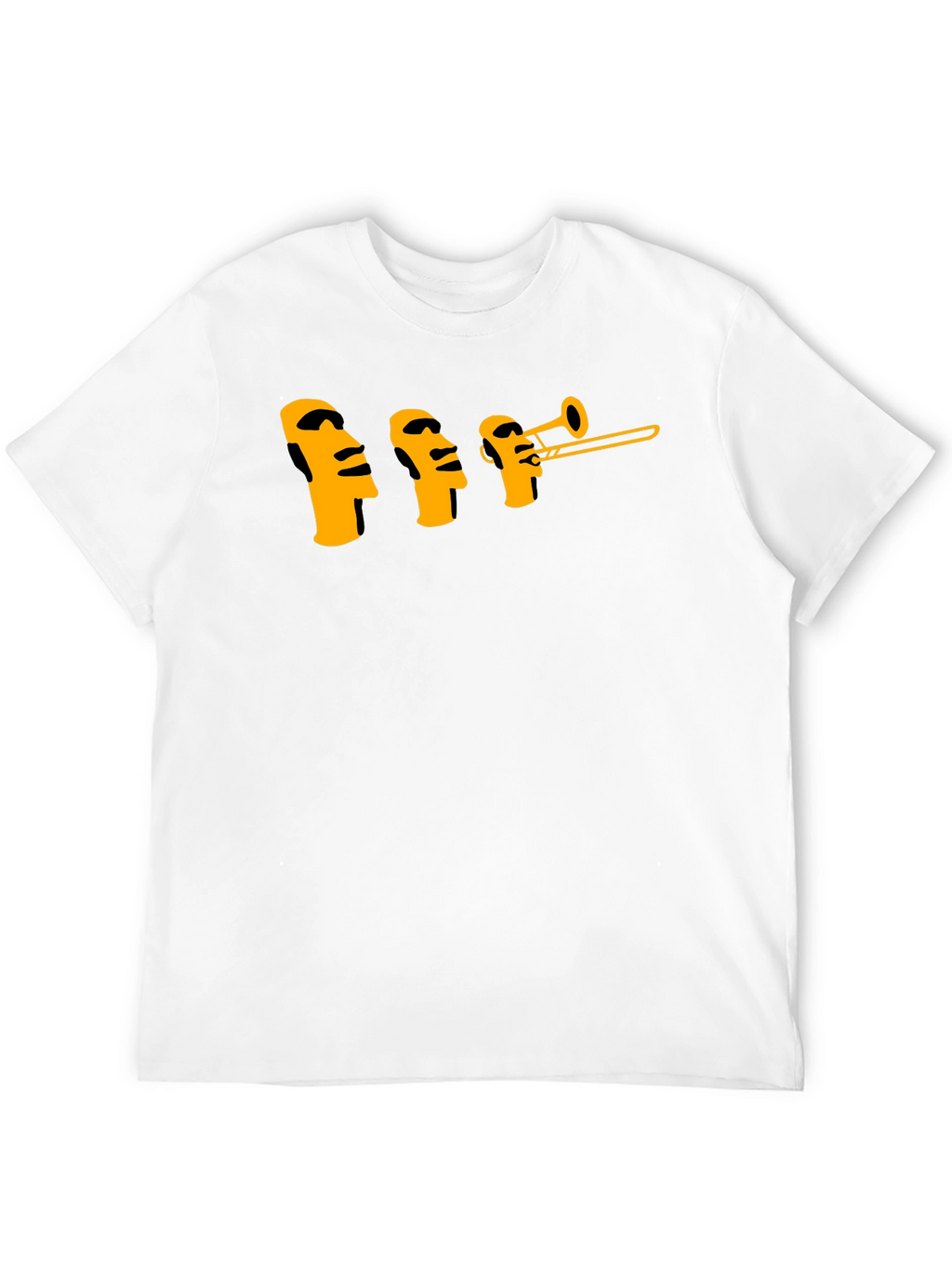 Moai Trombone Mens Black Graphic T-Shirt