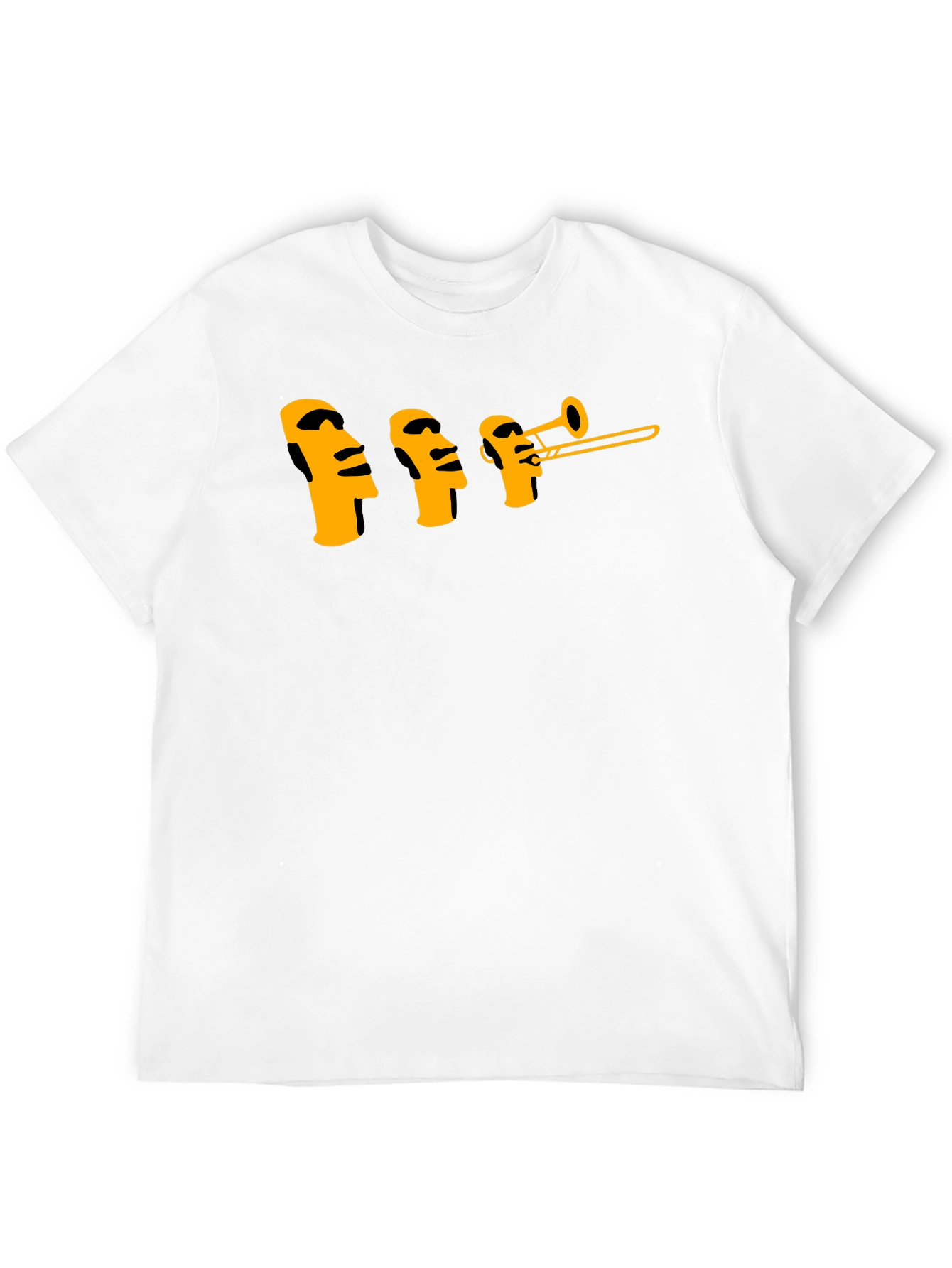 Moai Trombone Mens Black Graphic T-Shirt