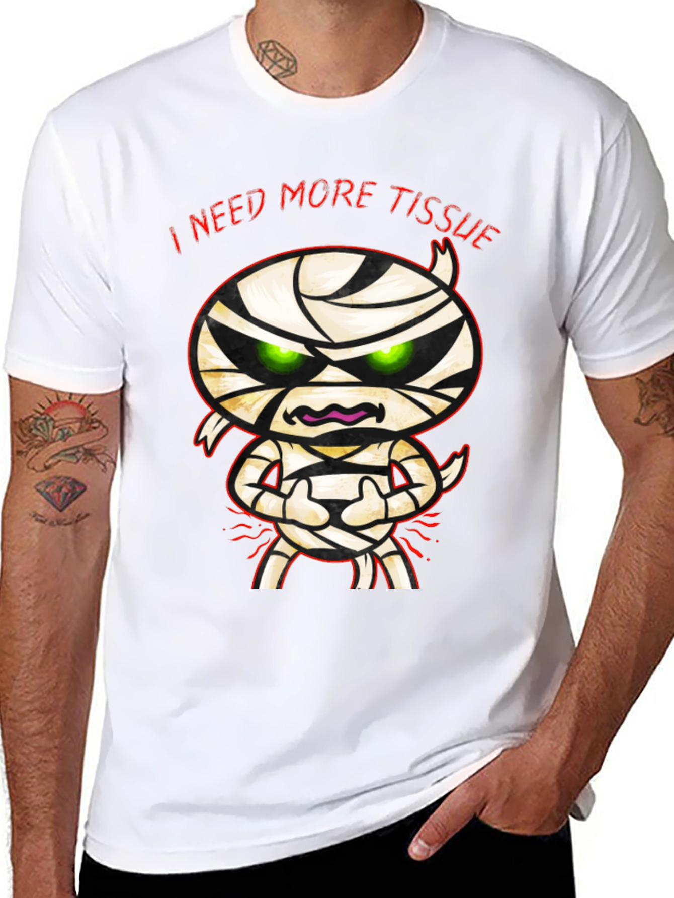 I Need More Tissue Mummy T-Shirt - Funny Halloween Tee