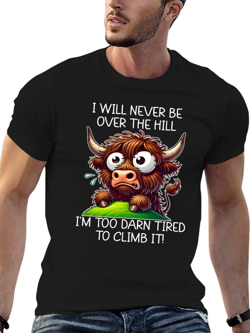 Funny Highland Cow Tired T-Shirt