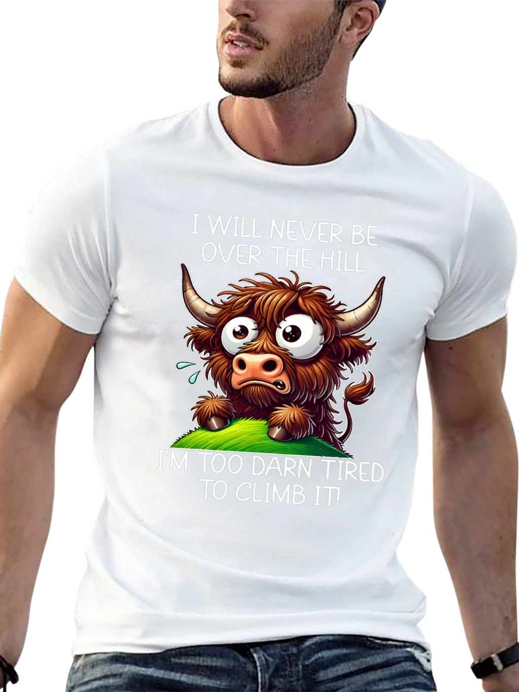 Funny Highland Cow Tired T-Shirt