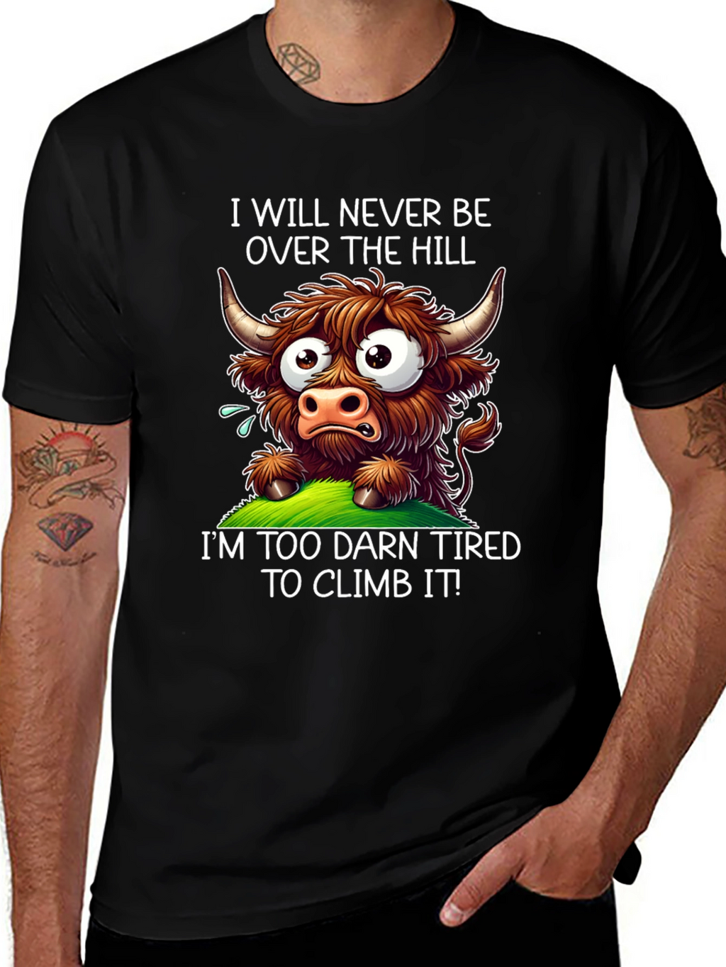 Funny Highland Cow Tired T-Shirt