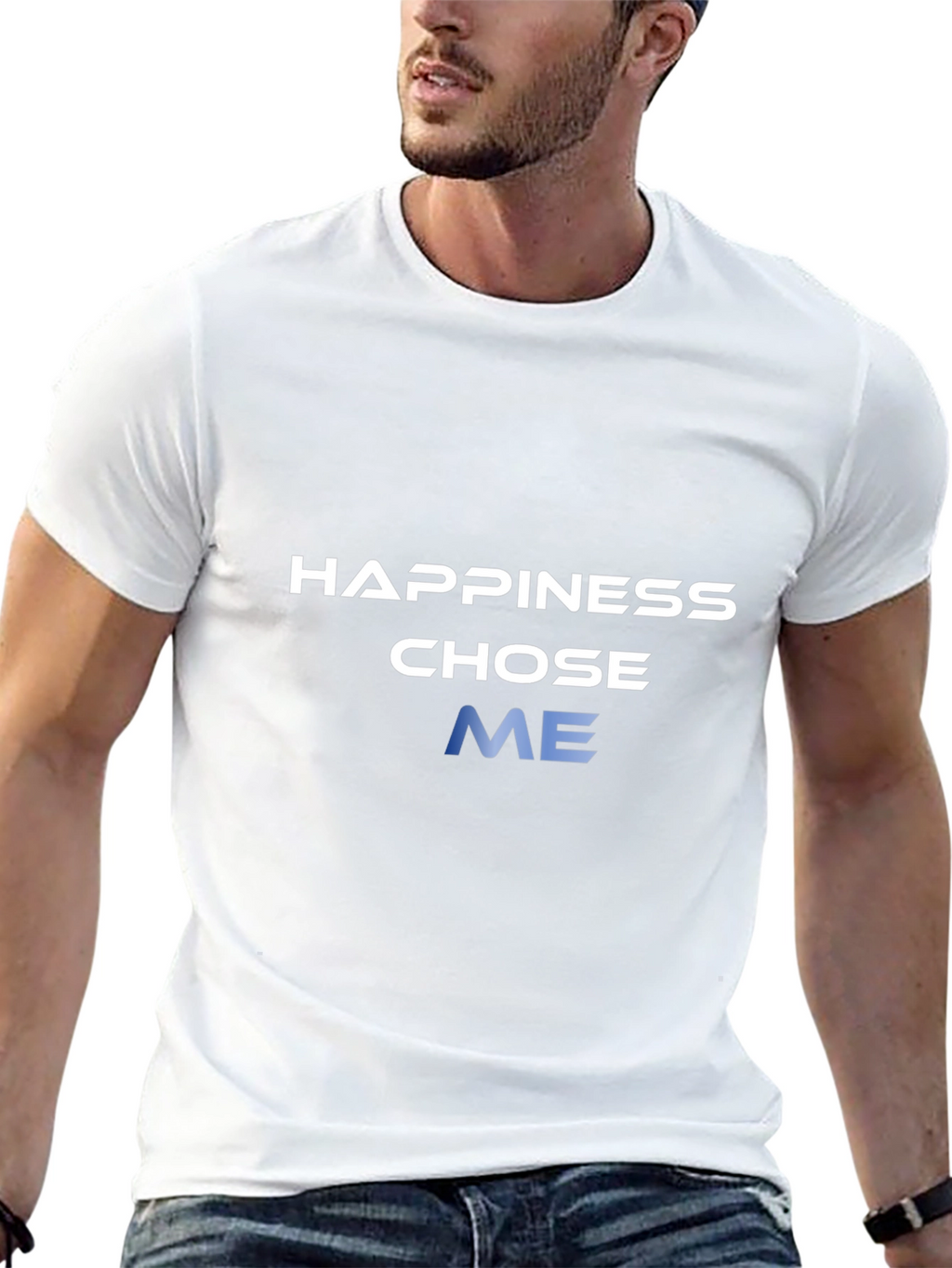 Happiness Chose Me Graphic Tee - Black Cotton Blend