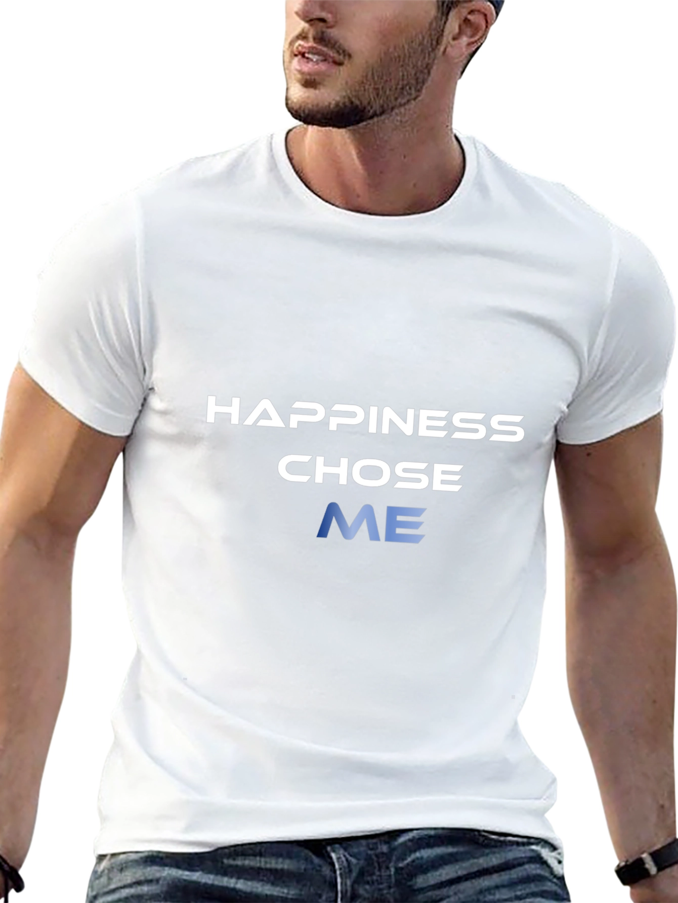 Happiness Chose Me Graphic Tee - Black Cotton Blend