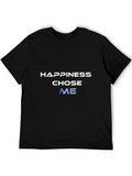 Happiness Chose Me Graphic Tee - Black Cotton Blend