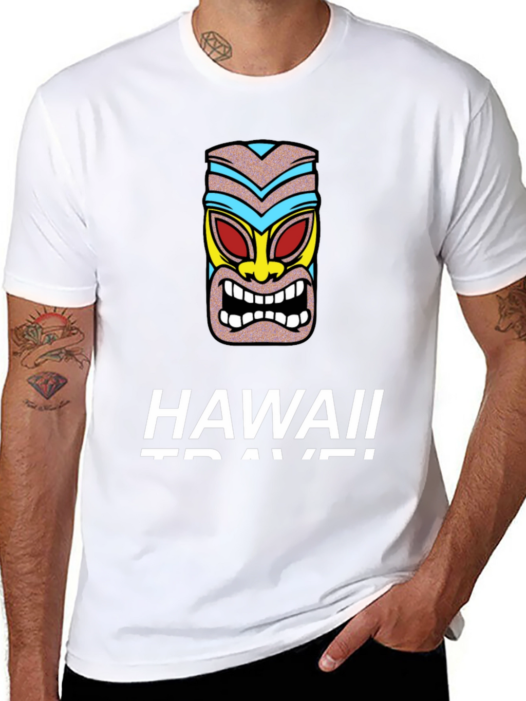 Hawaii Travel Tiki Graphic T-Shirt