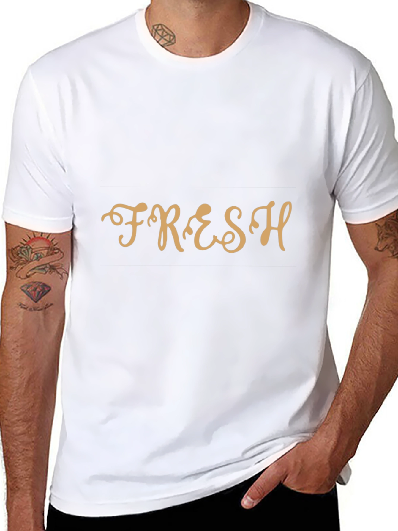 Fresh Graphic Tee - Black Crew Neck T-Shirt