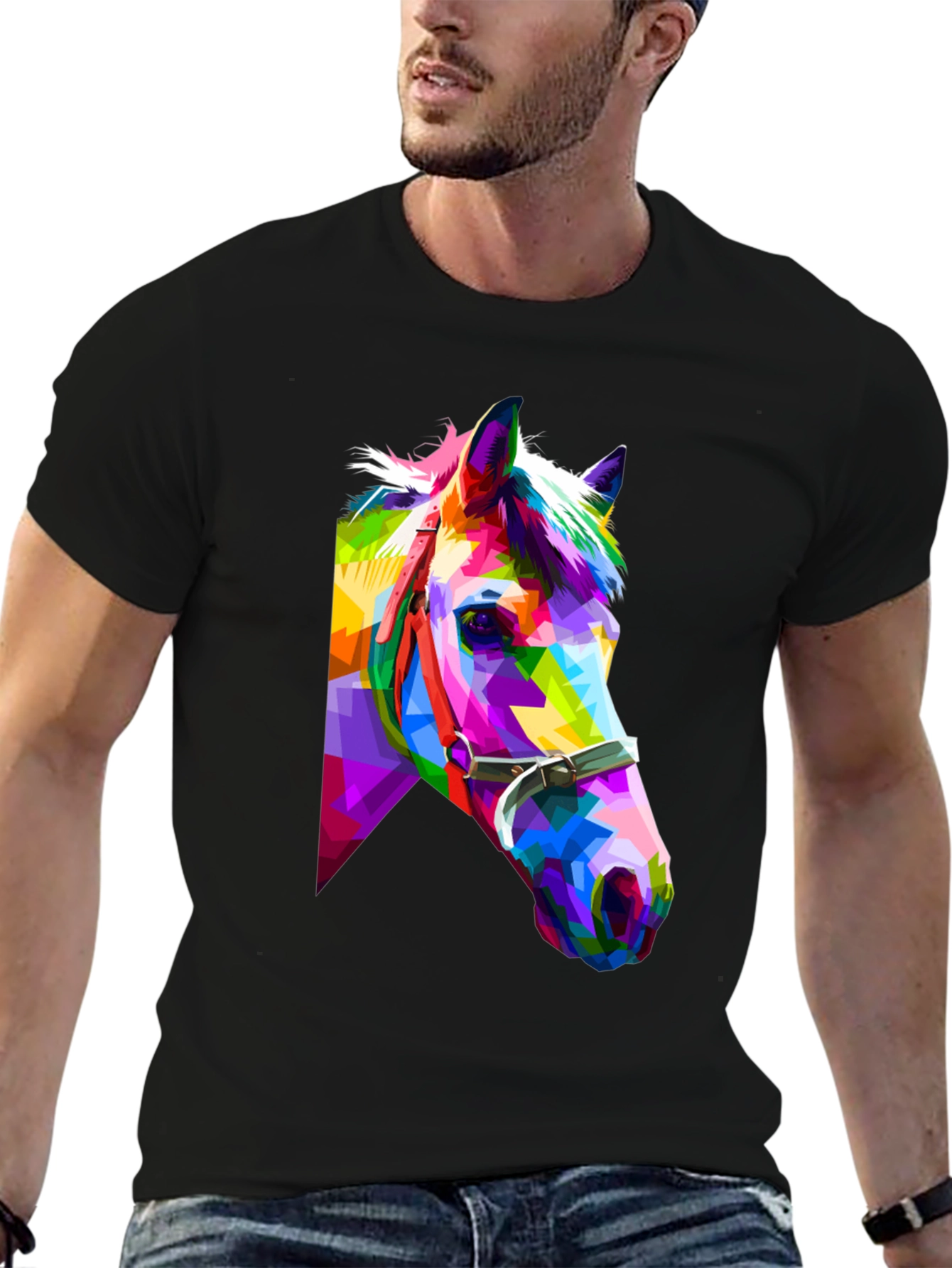 Geometric Horse Tee - Colorful Animal Art T-Shirt