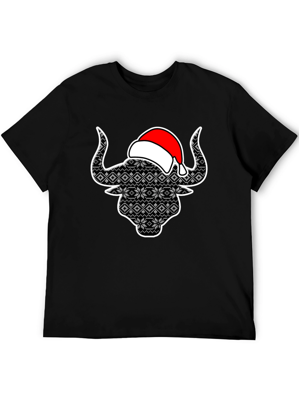 Festive Bull T-Shirt with Santa Hat