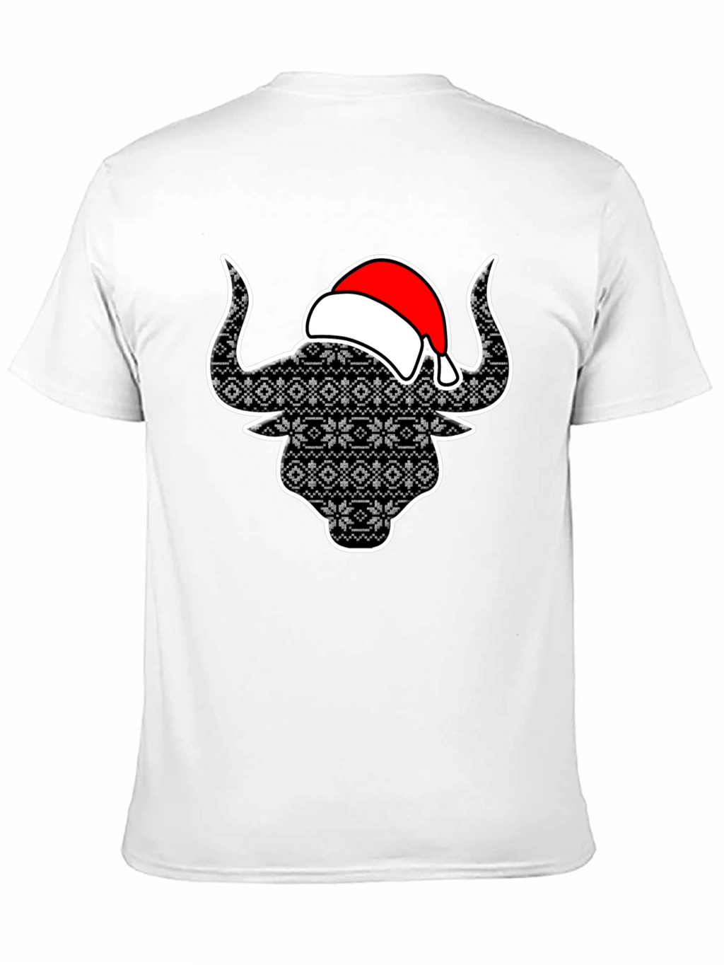 Festive Bull T-Shirt with Santa Hat