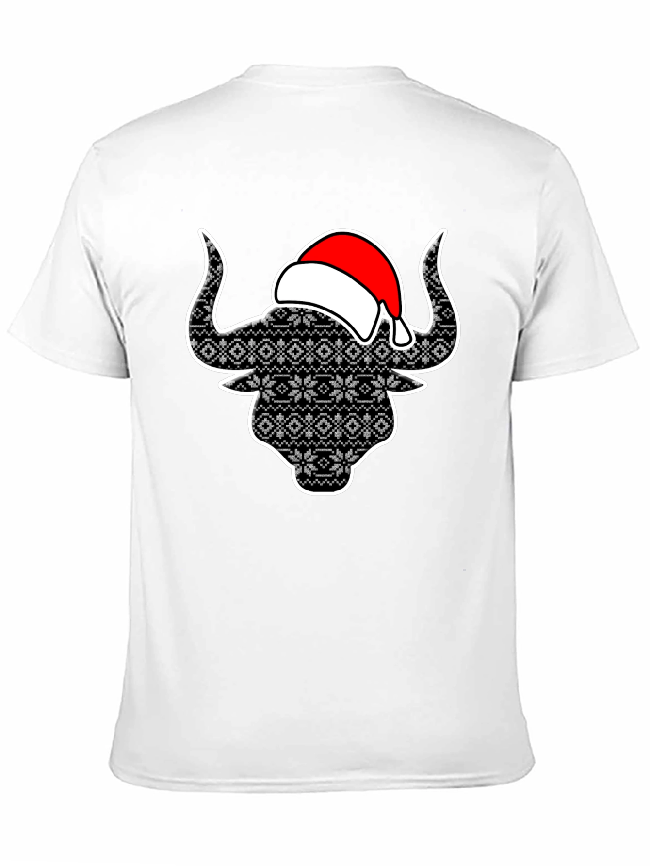 Festive Bull T-Shirt with Santa Hat