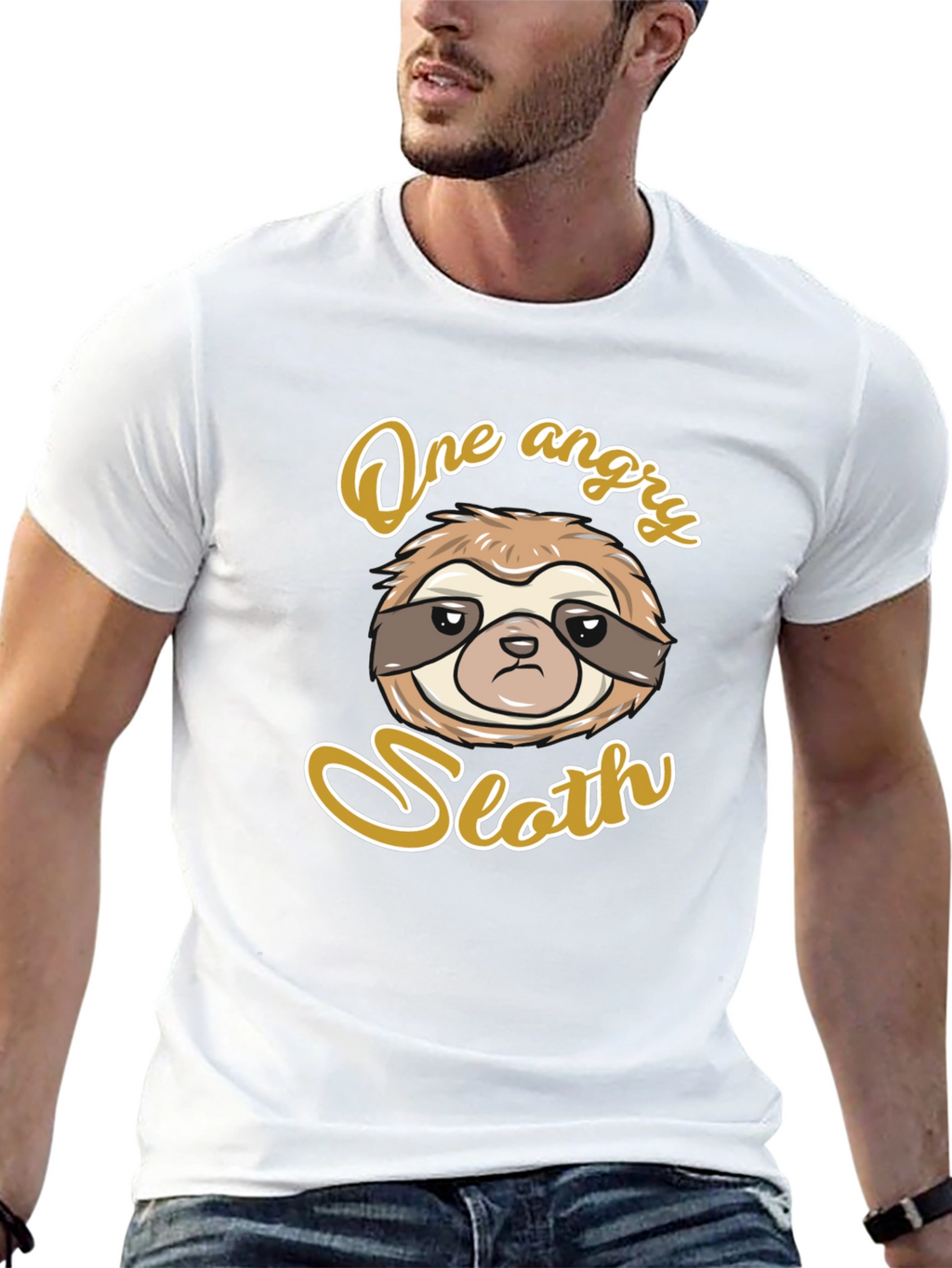 One Angry Sloth Graphic Print T-Shirt