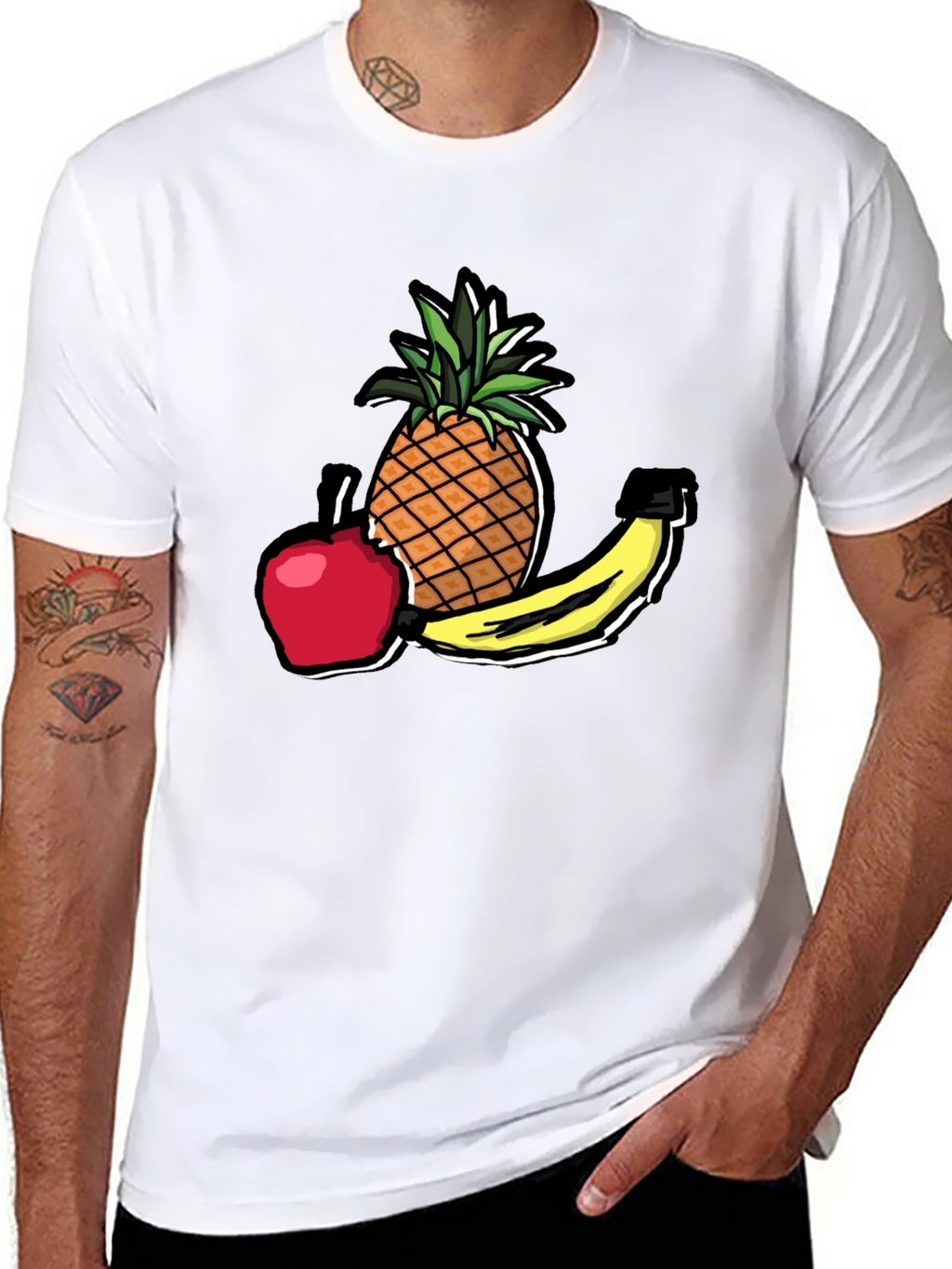 Fruit T-Shirt: Apple Banana Pineapple Graphic Tee