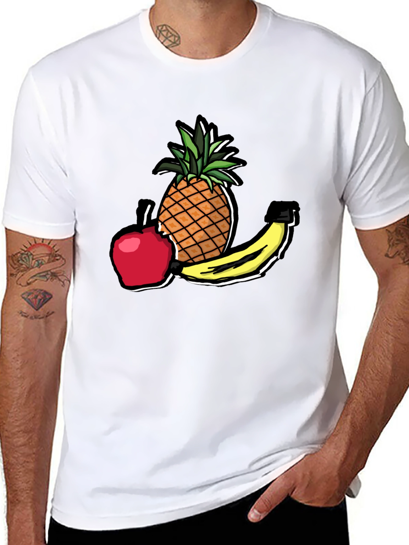 Fruit T-Shirt: Apple Banana Pineapple Graphic Tee